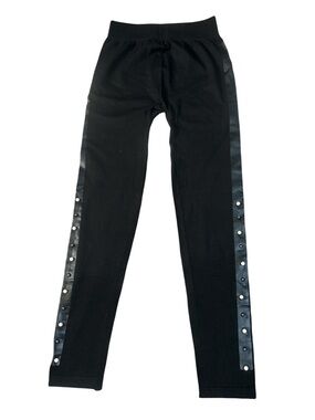 Girls' Black Snap-Trim Pull-On Leggings